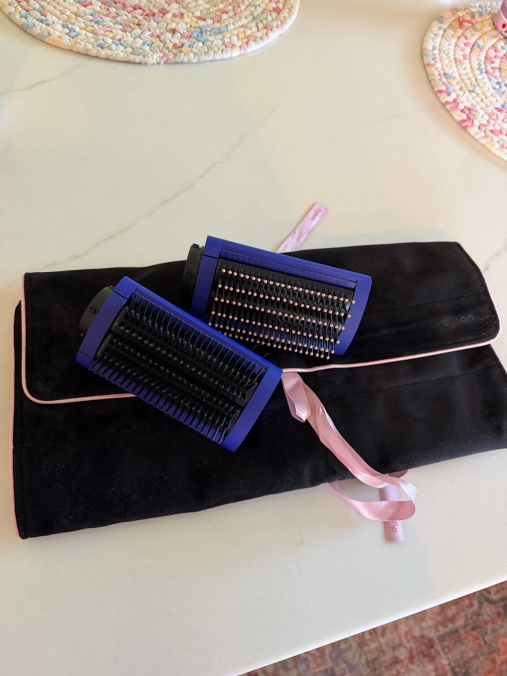 Dyson Purple and Black Styling Brush Set with Black Travel Pouch